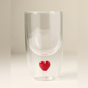 NEW Anthropologie Talullah Double-Walled Glass Tumbler, Red Heart